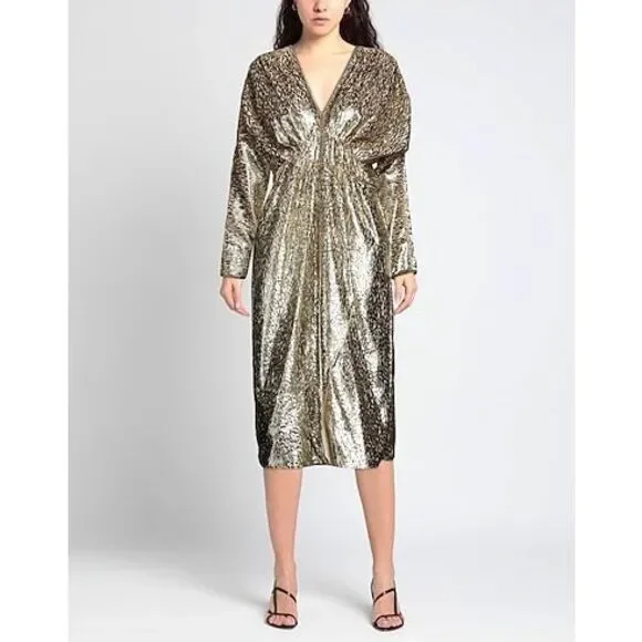 forte forte metallic dress Forte Forte Metallic patterned-jacquard Midi Dress | Blue